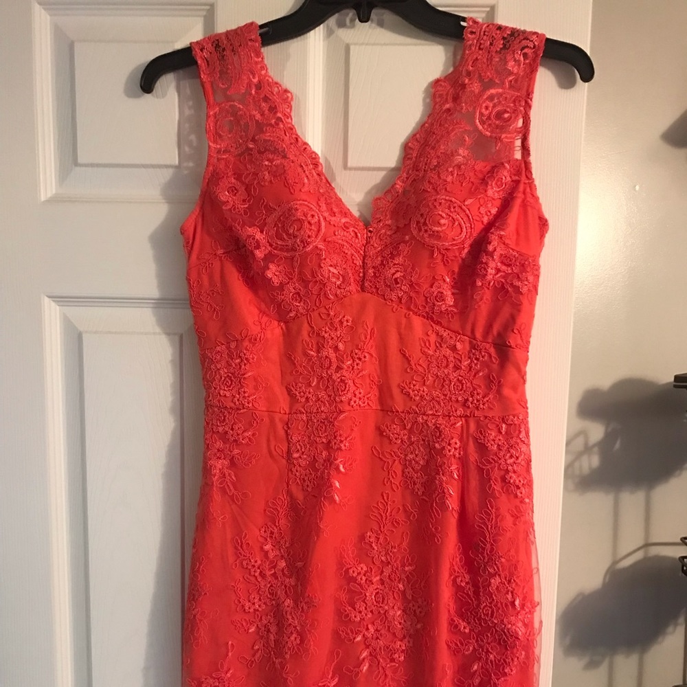 Coral lace dress